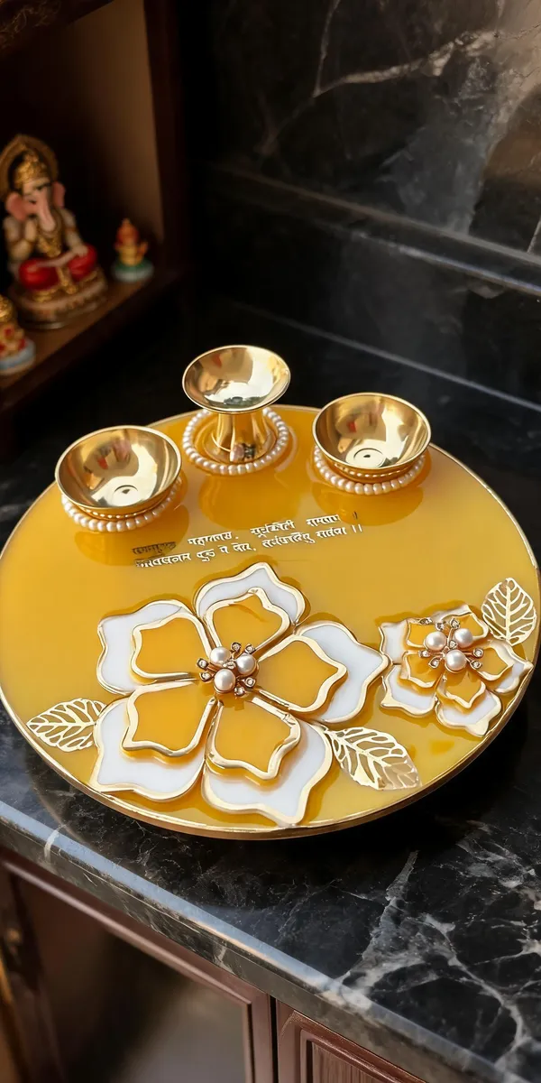 Metal_Resin_Festive_Yellow_Floral_Pooja_Thali_Set