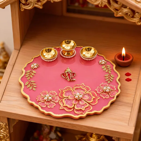Resin_Festive_Pink_Floral_Pooja_Thali_Set