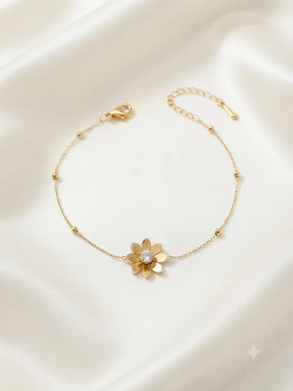 Gold_Stainless_Steel_Floral_Chain_Bracelate_For_Women