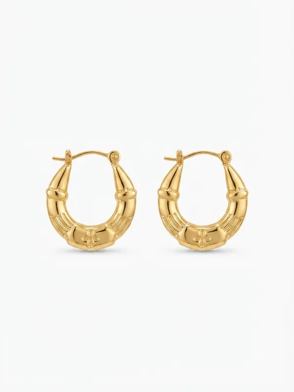 Gold_Stainless_Steel_Ornate_Hoop_Earrings_For_Women