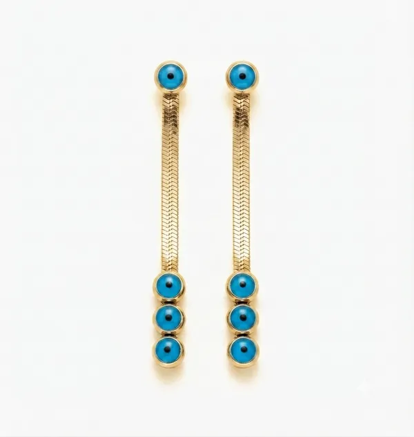 Blue_Stainless_Steel_Beaded_Drop_Earrings_For_Women