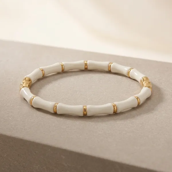 White_Gold_Stainless_Steel_Enamel_Segmented_Bangle_For_Women