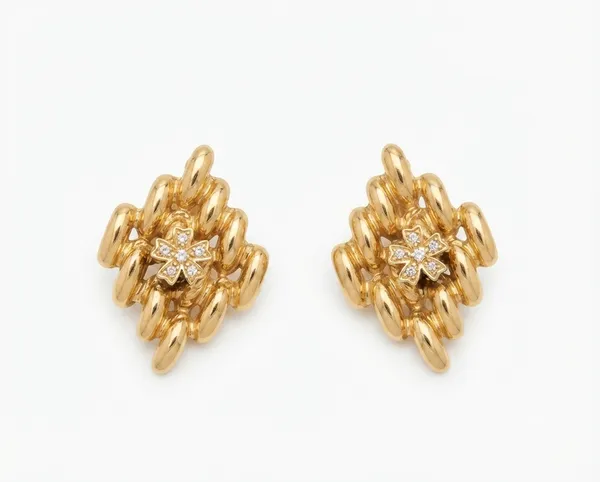 Gold_Stainless_Steel_Floral_Cluster_Drop_Earrings_For_Women