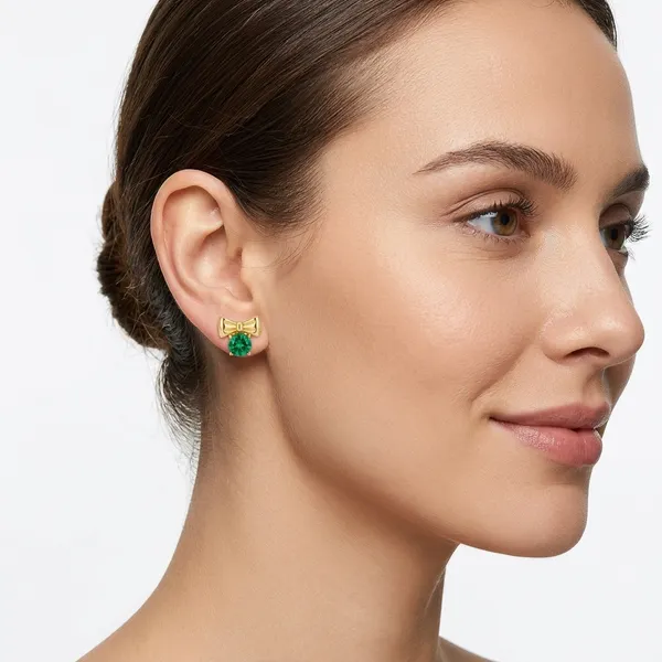 Gold_Stainless_Steel_Bow_Green_Stone_Stud_Earrings_For_Women