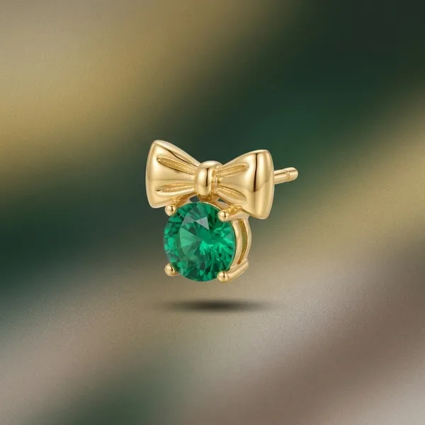 Gold_Stainless_Steel_Bow_Green_Stone_Stud_Earrings_For_Women