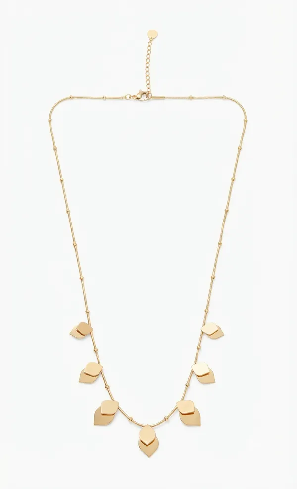 Gold_Stainless_Steel_Geometric_Leafy_Station_Beaded_Chain_Necklace_For_Women