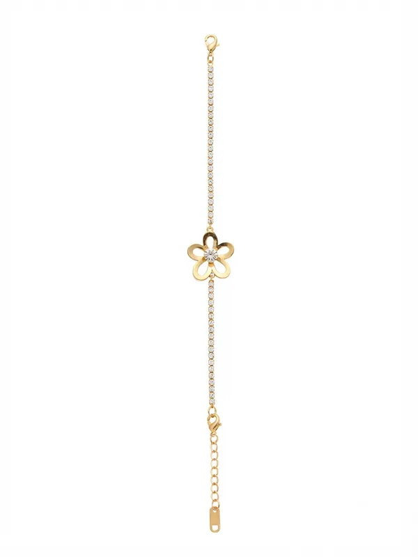 Gold_Stainless_Steel_Rhinestone_Flower_Chain_Bracelet_For_Women