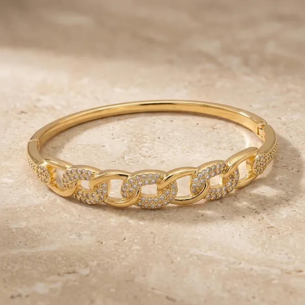 Gold_Stainless_Steel_Crystal_Chain_Link_Bangle_For_Women