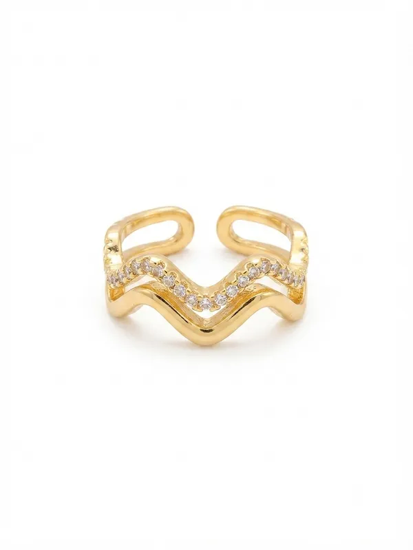 Gold_Stainless_Steel_Crystal_Wavy_Open_Ring_For_Women