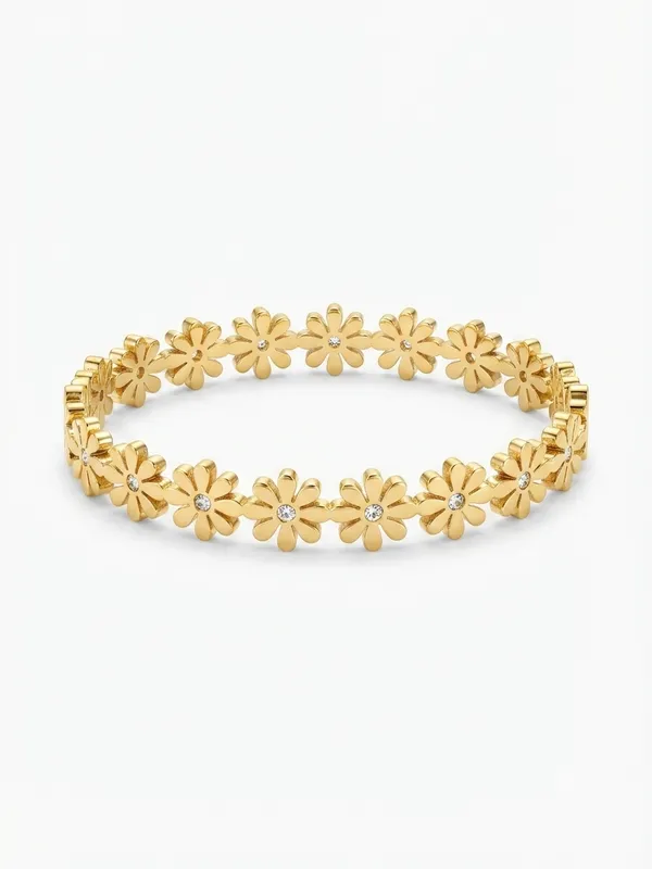 Gold_Stainless_Steel_Floral_Stone_Accent_Bangle_For_Women
