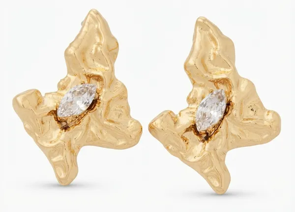 Gold_Stainless_Steel_Marquise_Stone_Textured_Stud_Earrings_For_Women