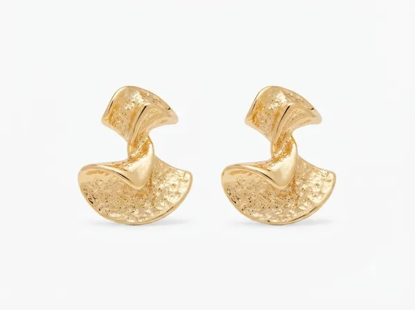 Gold_Stainless_Steel_Textured_Abstract_Stud_Earrings_For_Women