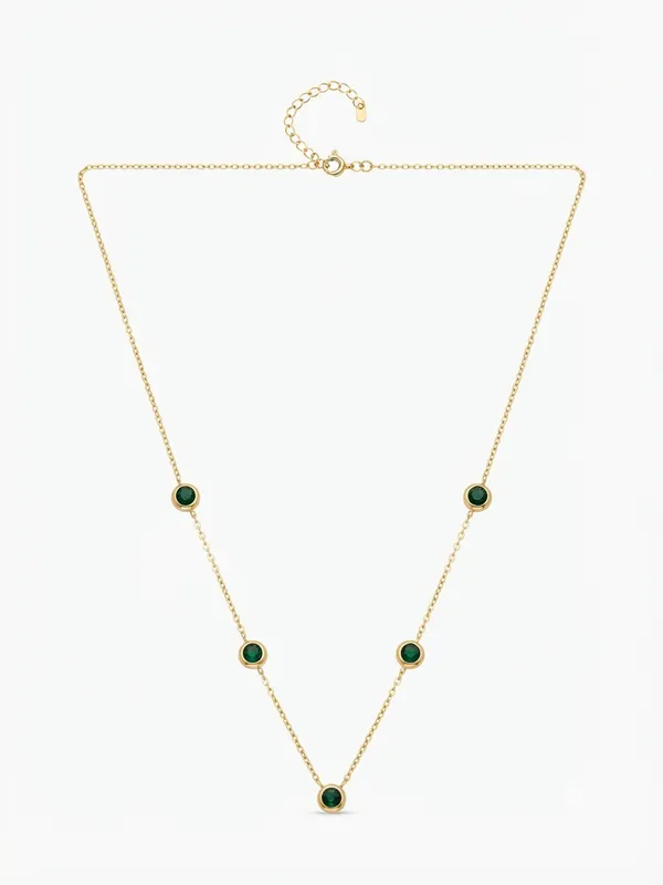 Gold_Stainless_Steel_Green_Stone_Chain_Necklace_For_Women