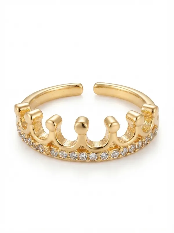 Gold_Stainless_Steel_Crown_Design_Open_Ring_For_Women