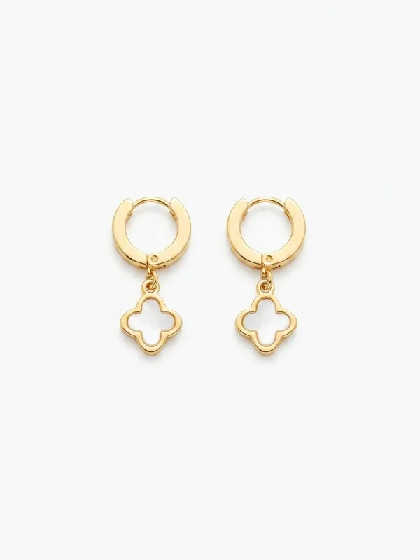 Gold_Stainless_Steel_Clover_Charm_Drop_Hoop_Earrings_For_Women