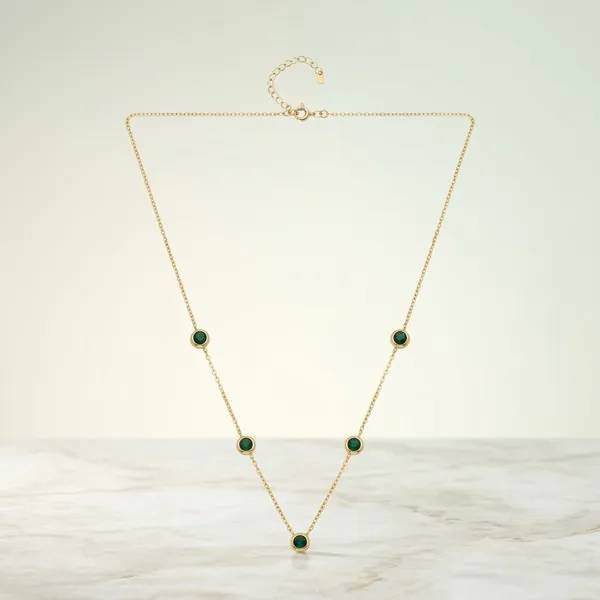 Gold_Stainless_Steel_Green_Stone_Chain_Necklace_For_Women
