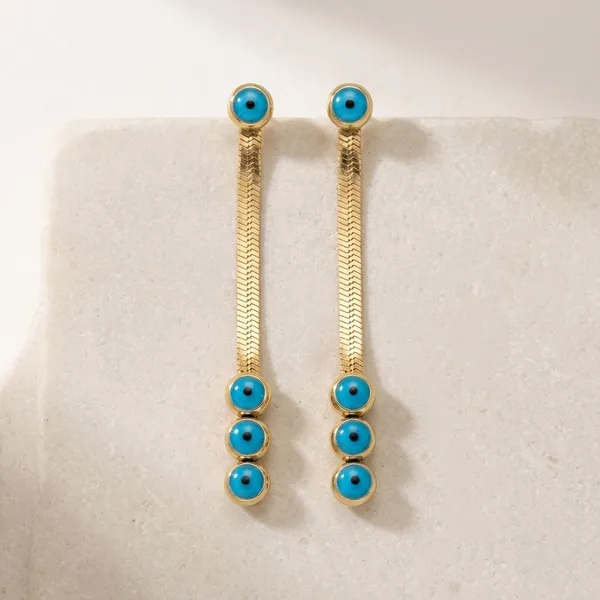 Blue_Stainless_Steel_Beaded_Drop_Earrings_For_Women