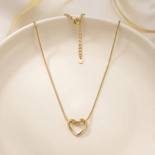 Gold_Stainless_Steel_Open_Heart_Pendant_Necklace_For_Women