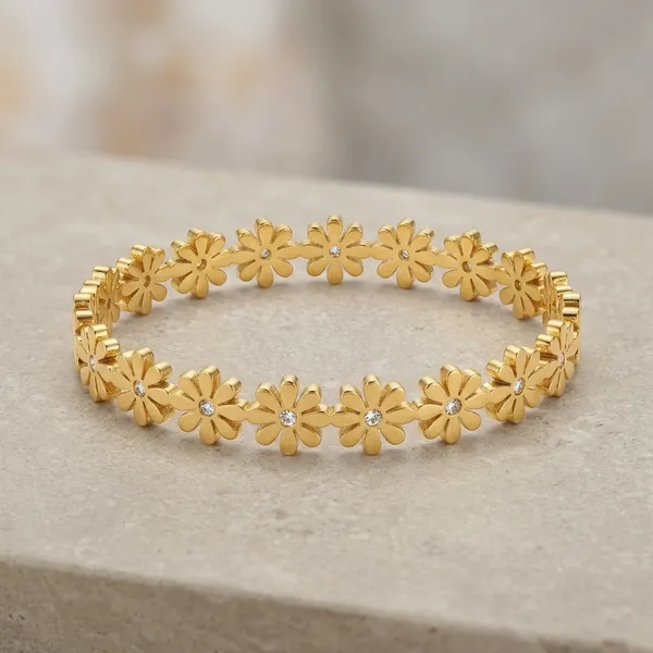 Gold_Stainless_Steel_Floral_Stone_Accent_Bangle_For_Women