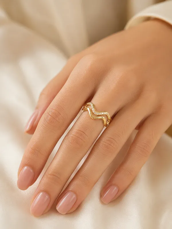 Gold_Stainless_Steel_Crystal_Wavy_Open_Ring_For_Women