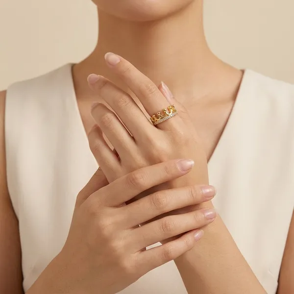 Gold_Stainless_Steel_Crown_Design_Open_Ring_For_Women