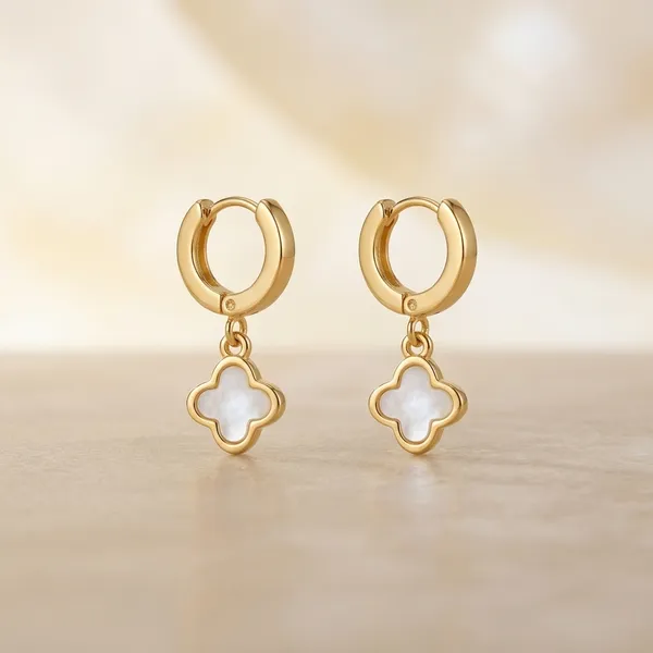 Gold_Stainless_Steel_Clover_Charm_Drop_Hoop_Earrings_For_Women