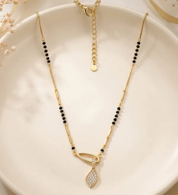 Gold_Stainless_Steel_Black_Beaded_Drop_Pendant_Mangalsutra_For_Women