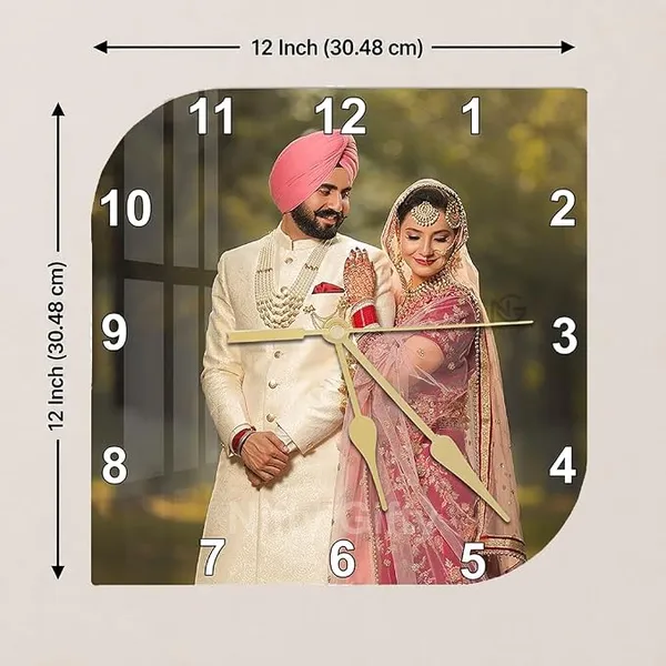 Multicolor_Acrylic_Wedding_Couple_Photo_Print_Square_Wall_Clock