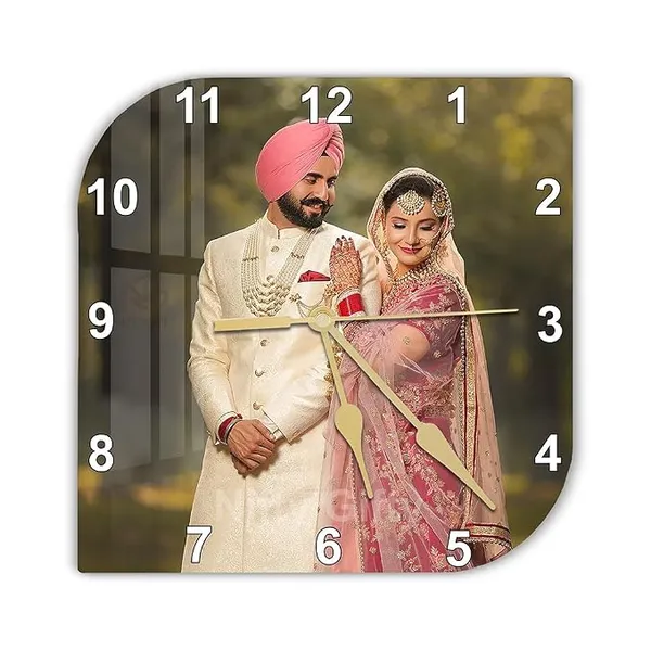 Multicolor_Acrylic_Wedding_Couple_Photo_Print_Square_Wall_Clock