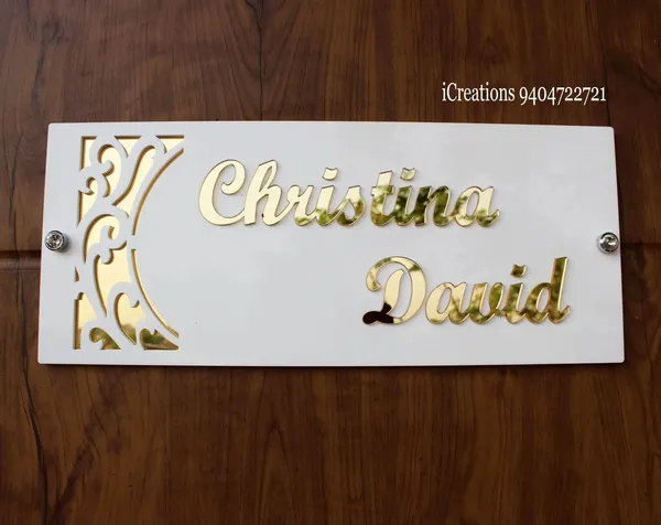White_And_Golden_Acrylic_Floral_Cutout_Personalised_Name_Plate
