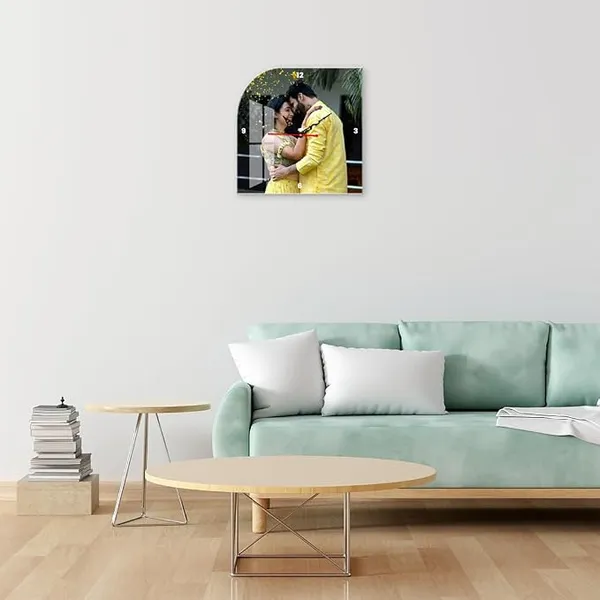 White_Acrylic_Personalised_Photo_Print_Square_Wall_Clock
