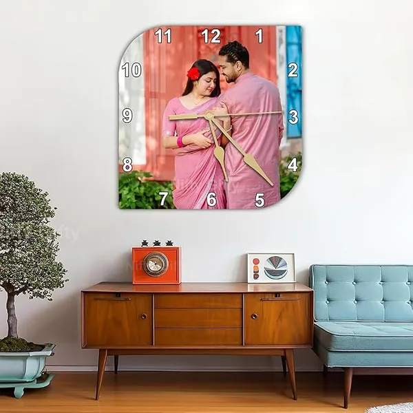 Multicolor_Acrylic_Wedding_Couple_Photo_Print_Square_Wall_Clock