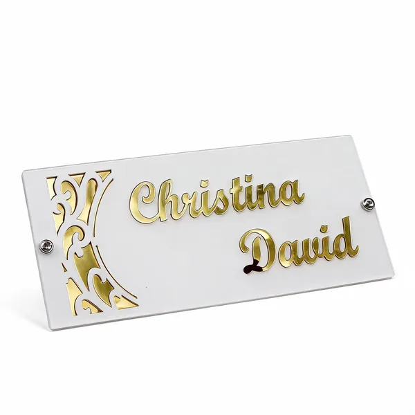 White_And_Golden_Acrylic_Floral_Cutout_Personalised_Name_Plate