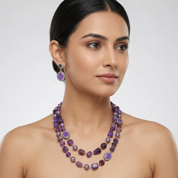 Purple_Natural_Stones_And_Copper_Alloy_Necklace_Set_For_Women