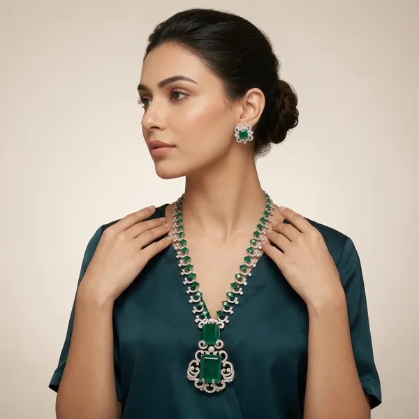 Green_Copper_Alloy_With_CZ_Diamonds_And_Semi_Precious_Stones_Necklace_Set_For_Women