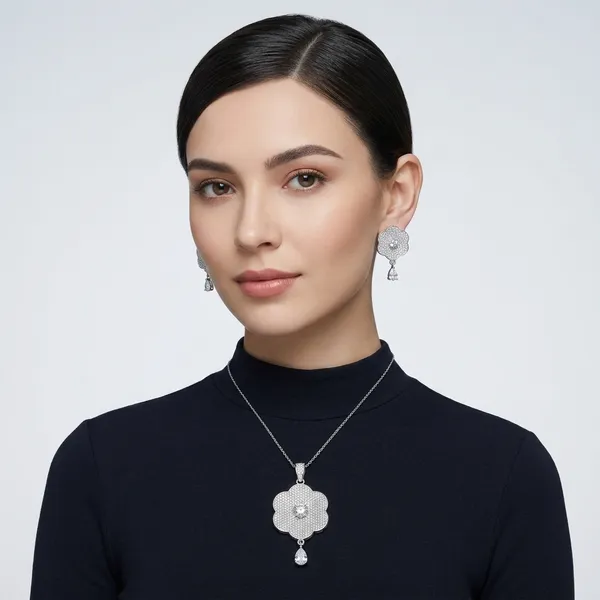 White_Gold_Plated_Pendant_Set_For_Women