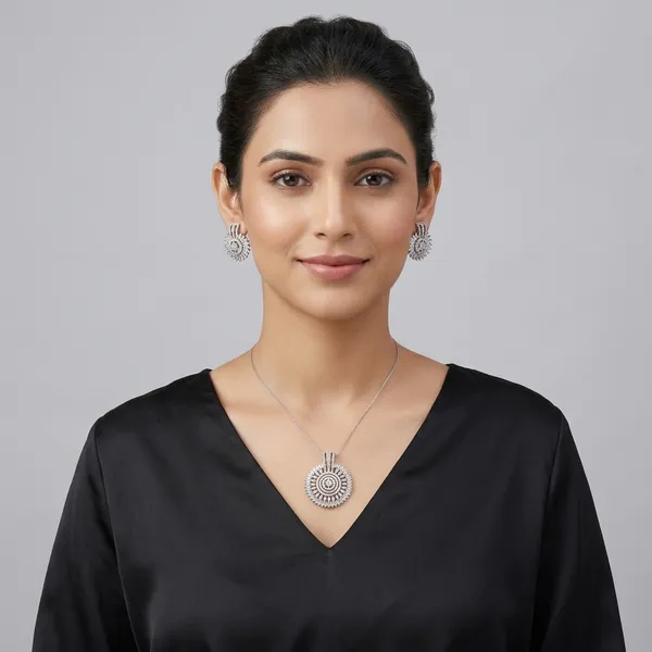 Gold_CZ_Diamond_With_Rhodium_Polish_Pendant_Set_For_Women