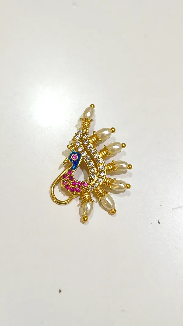 Rose_Gold_Pearl_With_Meenakari_Nose_Pin_For_Women