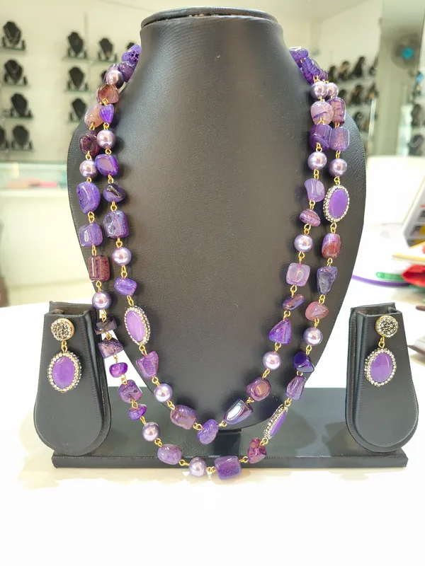 Purple_Natural_Stones_And_Copper_Alloy_Necklace_Set_For_Women