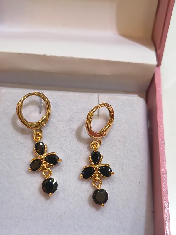 Gold_Stainless_Steel_With_Black_CZ_Diamonds_Earrings_For_Women