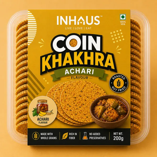 Inhaus_Achari_Coin_Khakhra_Roasted_Snack_200_Gm_Pack_Of_2