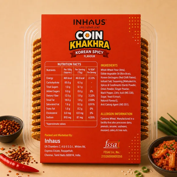 Inhaus_Korean_Spicy_Coin_Khakhra_Roasted_Snack_200_Gm_Pack_Of_2
