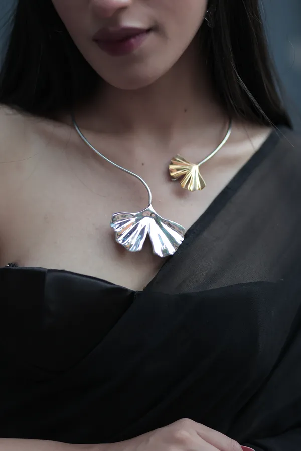 Gold_&_Silver_Sterling_Silver_Floral_Necklace_For_Women