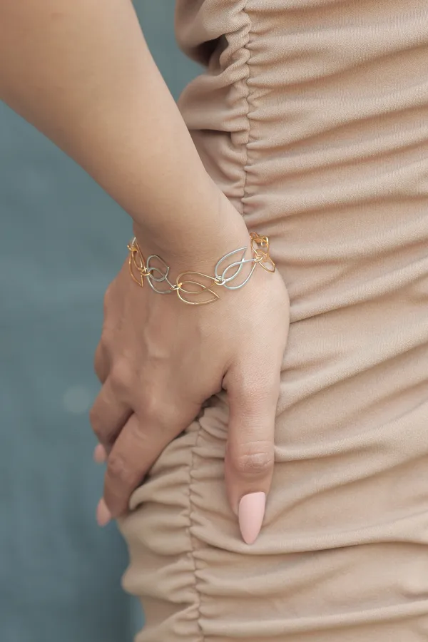 Gold_&_Silver_Sterling_Silver_Twisted_Lotus_Bracelet_For_Women