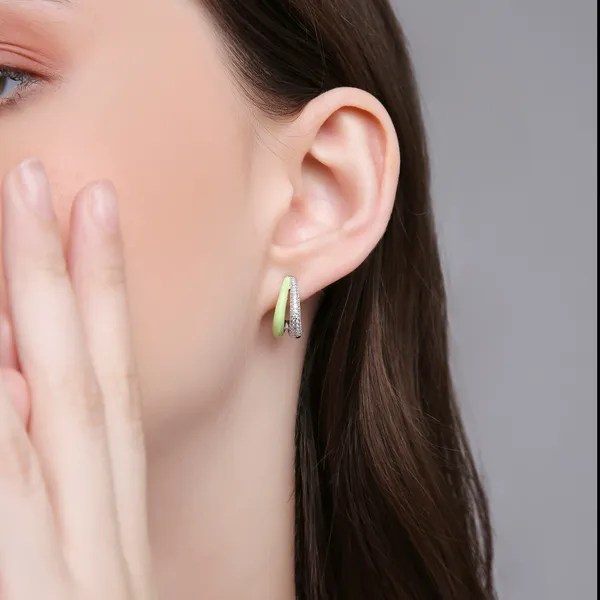 Silver_Sterling_Silver_Green_Enamel_Textured_Stud_For_Women