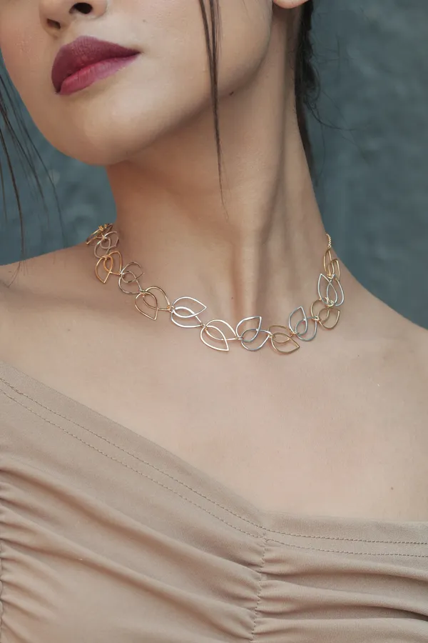 Gold_&_Silver_Sterling_Silver_Twisted_Lotus_Necklace_For_Women