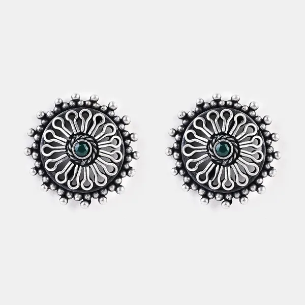 Silver_Sterling_Silver_Chakra_Design_Stud_For_Women