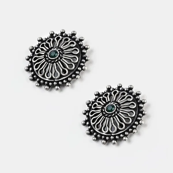Silver_Sterling_Silver_Chakra_Design_Stud_For_Women