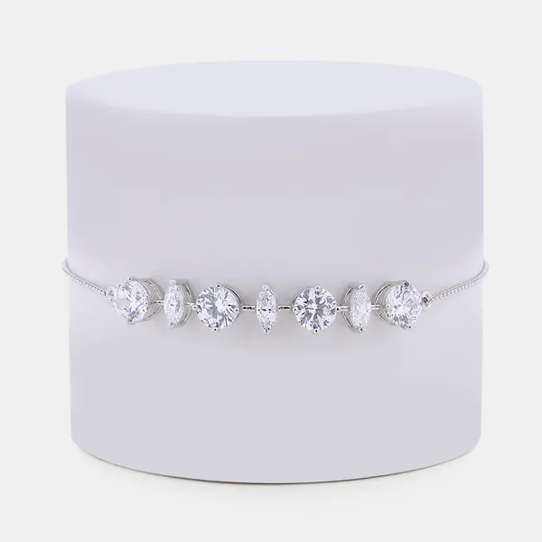 Silver_Sterling_Silver_Alternate_Rhombus_Bracelet_For_Women