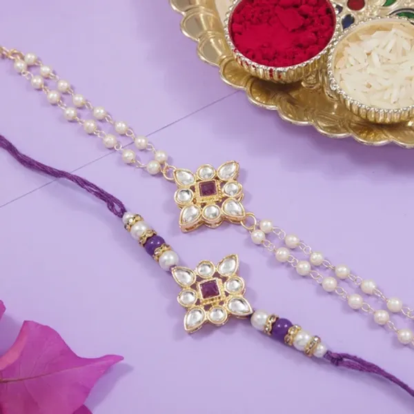 Elegant_Bhaiya_Bhabhi_Wine_Lumba_Pearl_Rakhi_With_Roli_Chawal_&Card
